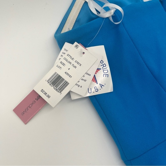 Aqua Strapless Turquoise Midi Sheath Dress – Size 4 – NWT – $238 Retail – Read - Picture 9 of 13